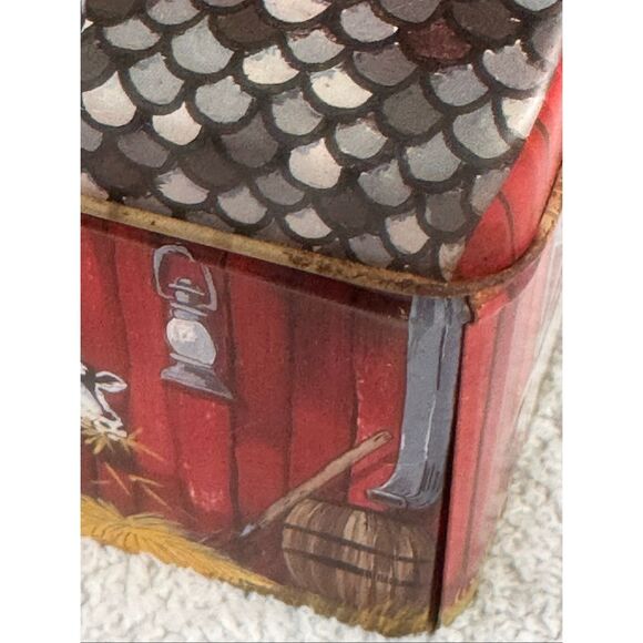 Vintage Tin Litho Barn Farm Animals Storage Box With Lid/Latch - Picture 12 of 15